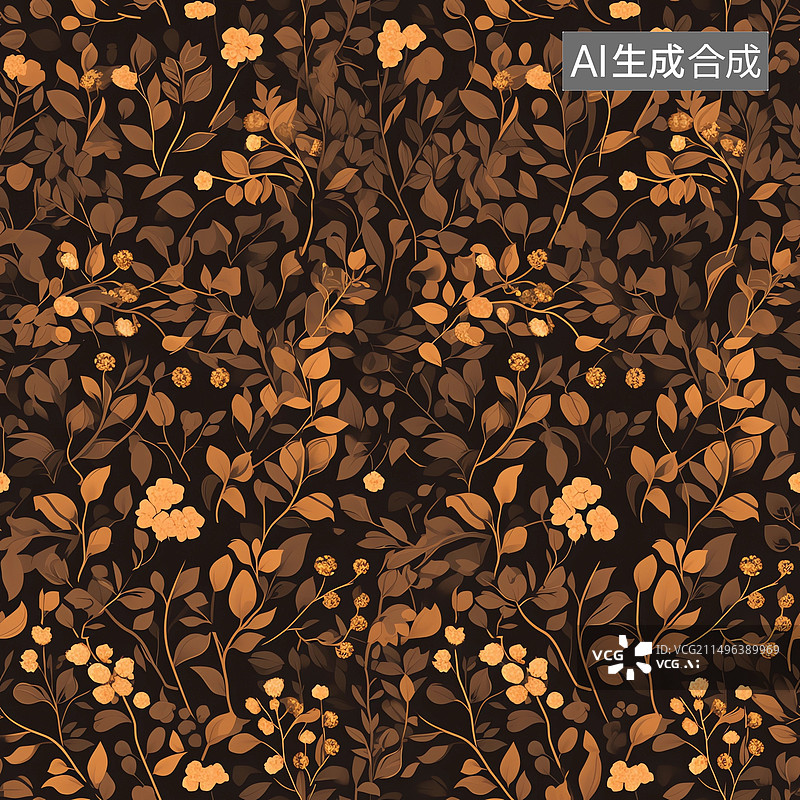 【AI数字艺术】复古植物主题无缝循环布纹壁纸图案图片素材
