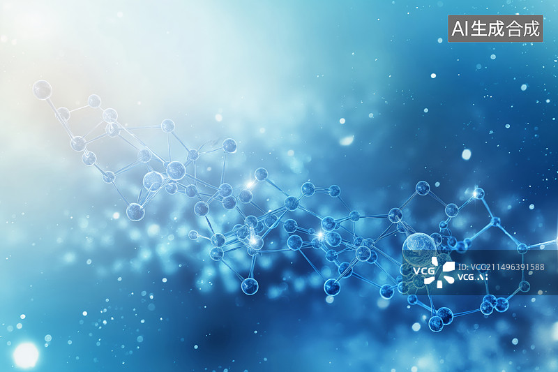 【AI数字艺术】蓝色医学细胞分子科技背景图图片素材