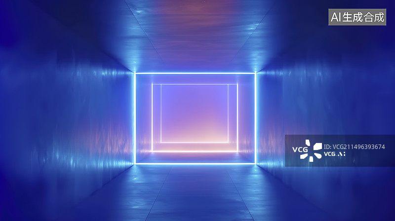【AI数字艺术】室内蓝色透明玻璃背景光效图片素材