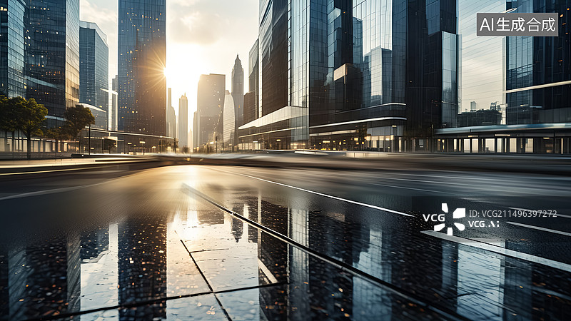 【AI数字艺术】城市金融商业区道路图片素材