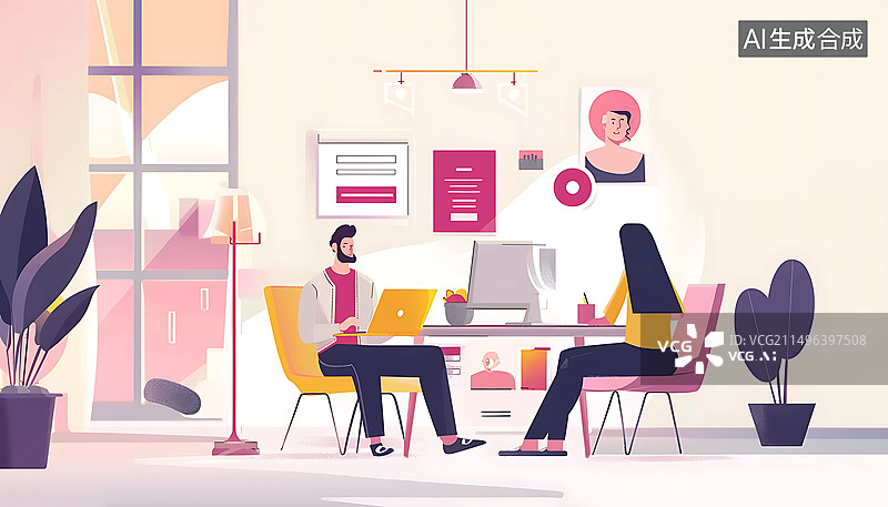 【AI数字艺术】扁平风商务职场插画图片素材