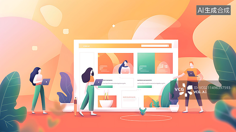 【AI数字艺术】扁平风商务职场插画图片素材