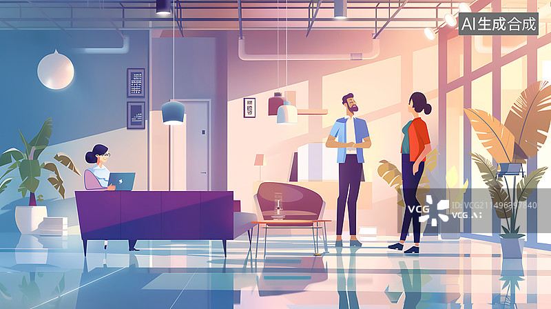 【AI数字艺术】扁平风商务职场插画图片素材