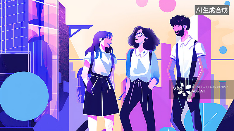【AI数字艺术】扁平风商务职场插画图片素材