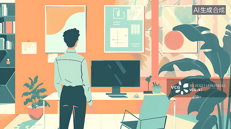 【AI数字艺术】扁平风商务职场插画图片素材