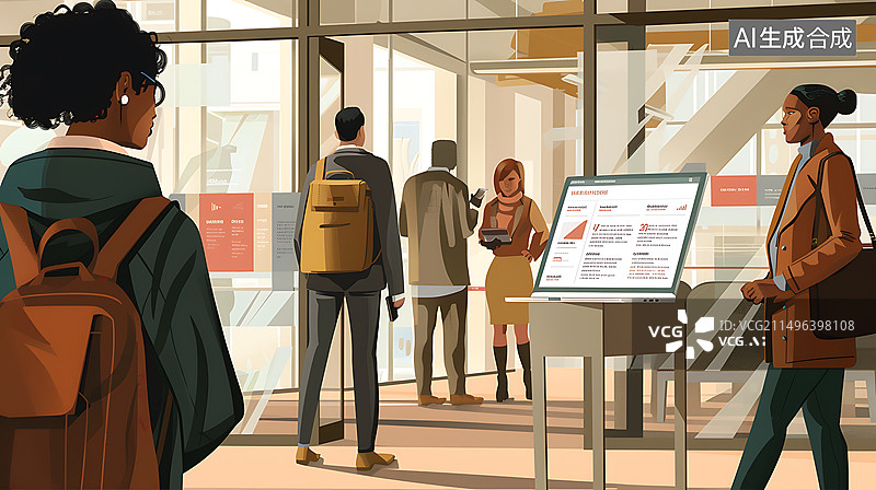 【AI数字艺术】扁平风商务职场插画图片素材