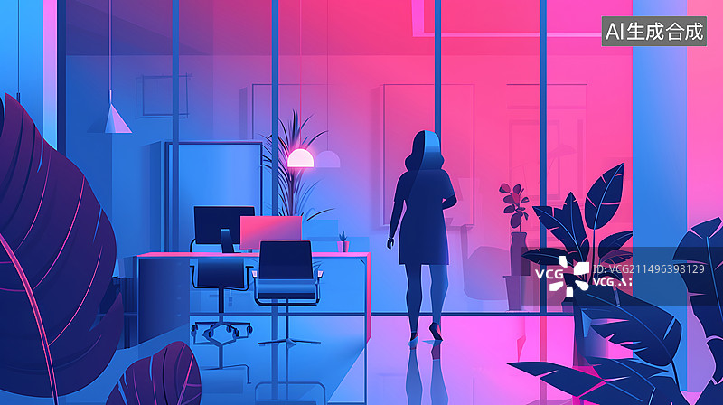 【AI数字艺术】扁平风商务职场插画图片素材