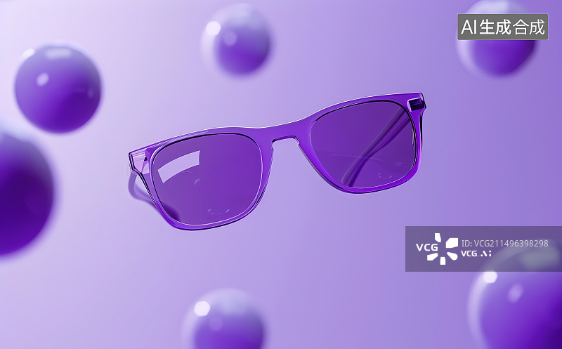 【AI数字艺术】蓝色背景下太阳镜的特写镜头图片素材