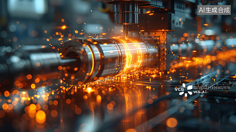 【AI数字艺术】金属机床工业数控车床高速切削智能制造插图图片素材