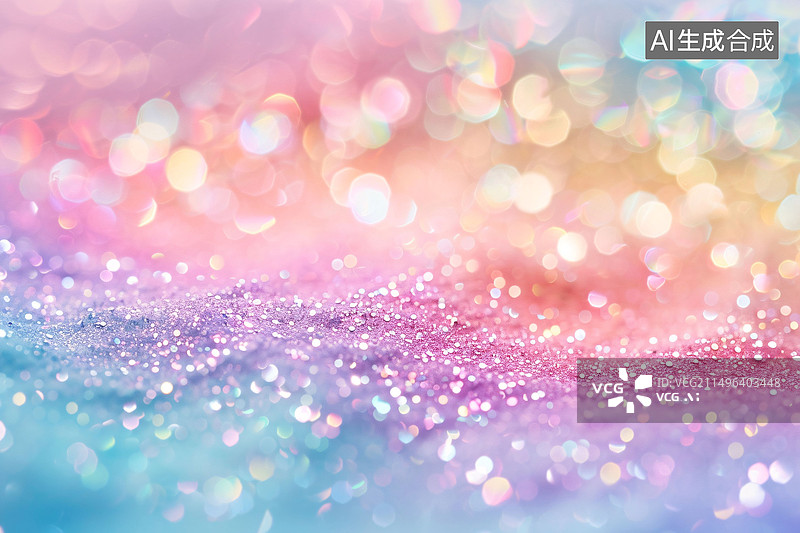 【AI数字艺术】彩虹色抽象背景与柔光星辰梦幻概念插图图片素材