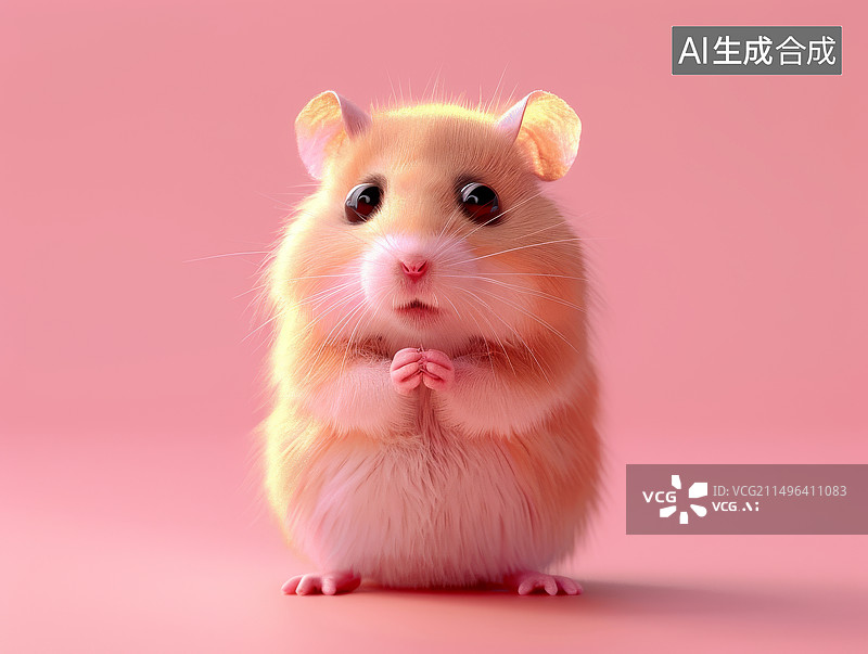 【AI数字艺术】3D卡通可爱动物毛绒玩具十二生肖鼠图片素材