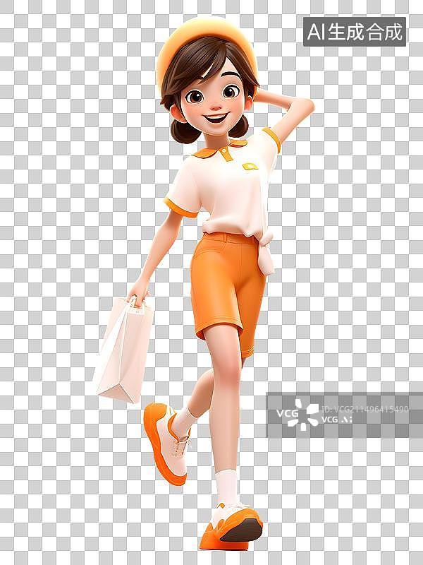 【AI数字艺术】3D可爱卡通女生人物图片素材