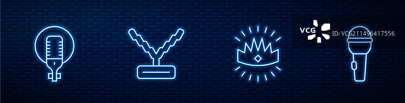 国王皇冠麦克风说唱歌手链线条图片素材