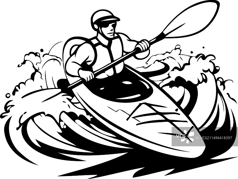 白色背景上的皮划艇人物图标图片素材