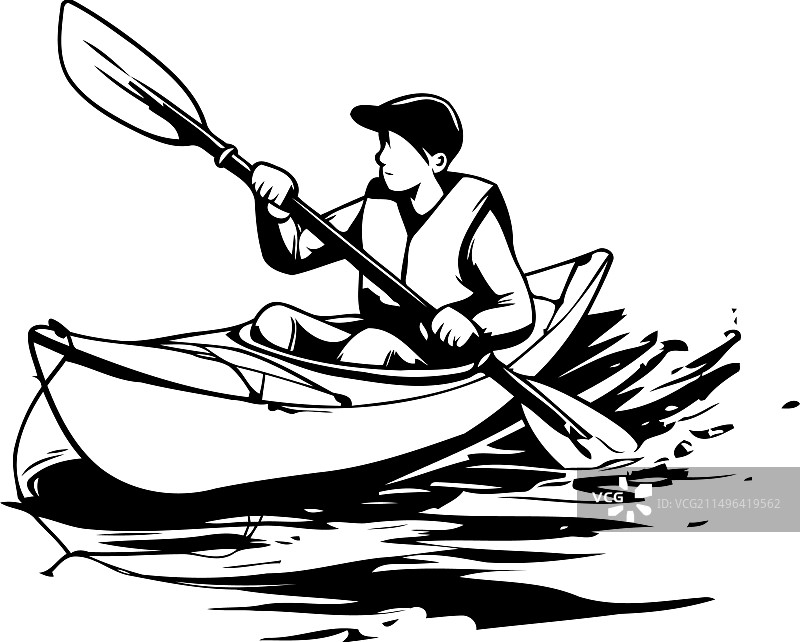 海上皮划艇运动的男人图片素材