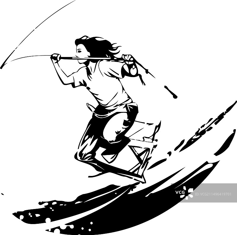 水上运动：风筝冲浪者在海浪上图片素材