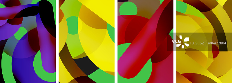 四幅鲜艳的抽象画拼贴图片素材
