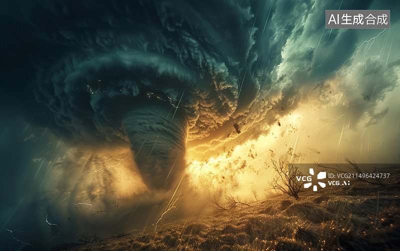【AI数字艺术】龙卷风自然灾害海啸自然风景背景图片素材