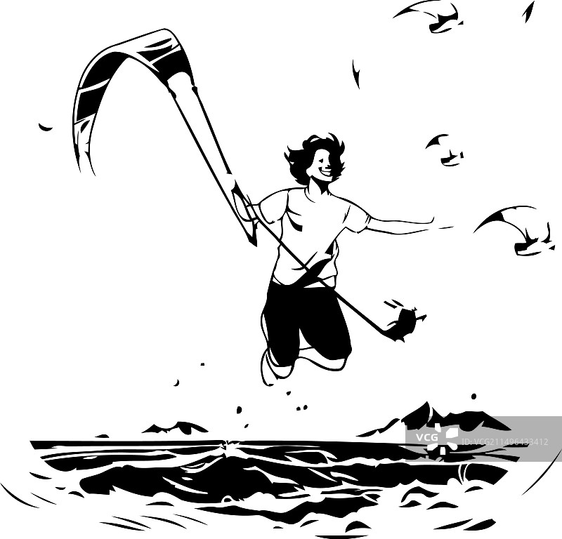 海边的风筝冲浪者图片素材