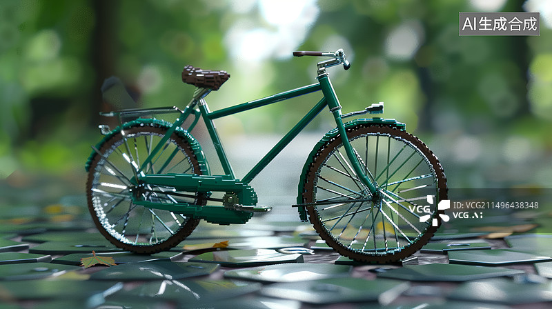 【AI数字艺术】自行车微缩景观特写图片素材