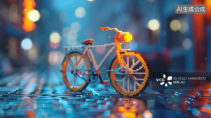 【AI数字艺术】自行车微缩景观特写图片素材