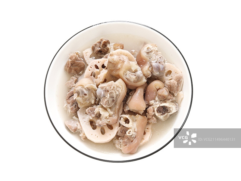 家常菜莲藕煲猪蹄汤的白底图图片素材