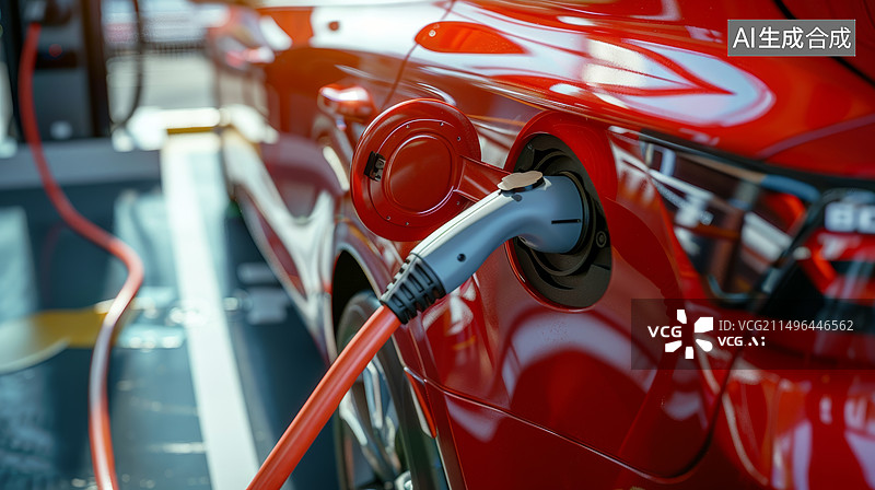 【AI数字艺术】新能源汽车充电桩特写图片素材