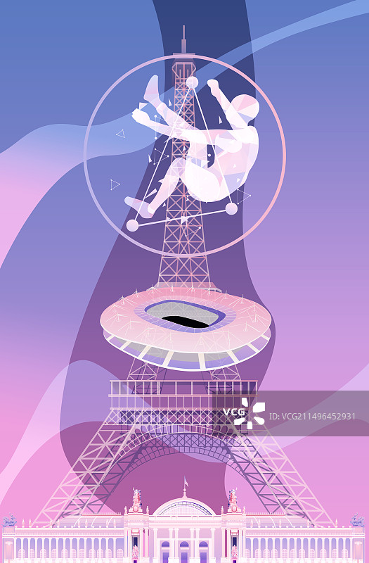 巴黎奥运会城市地标建筑攀岩项目图片素材