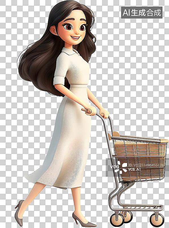 【AI数字艺术】时尚青年女人购物图片素材