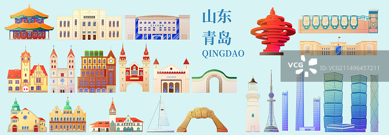 山东青岛旅游景点建筑图片素材