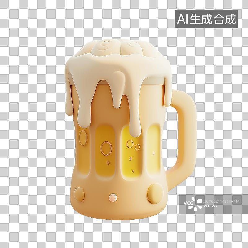 【AI数字艺术】3D卡通风格夏季啤酒元素图片素材