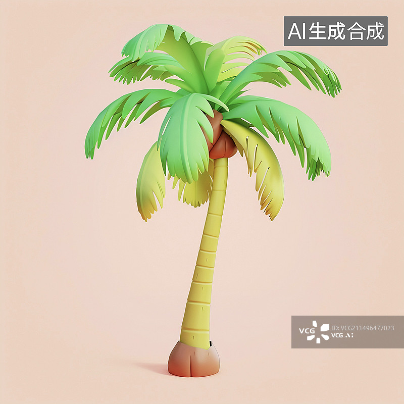 【AI数字艺术】卡通夏天椰子树图片素材