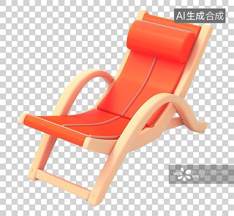 【AI数字艺术】3D卡通风格夏季沙滩椅元素图片素材