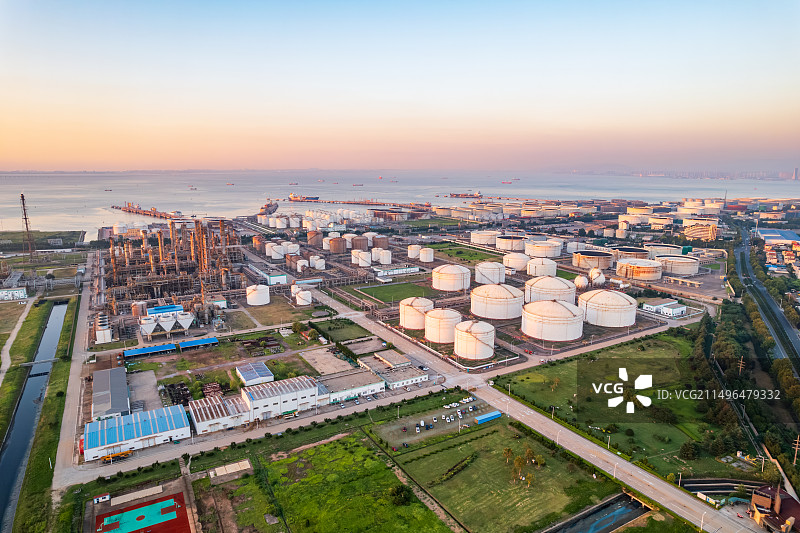 中国山东青岛石油化工厂航拍图片素材