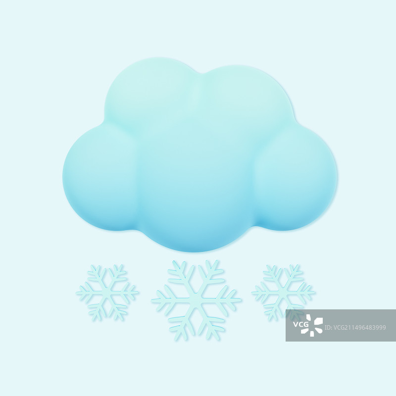 3D立体云雪下雪霜降天气元素插画图片素材