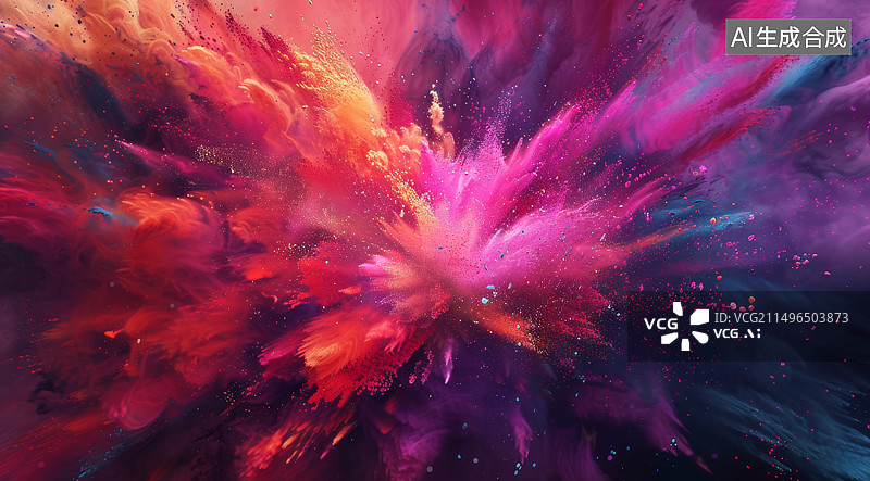 【AI数字艺术】彩色的粉末颜料碰撞在空中图片素材
