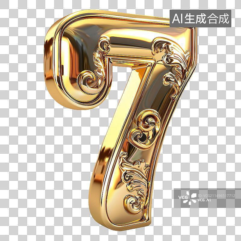 【AI数字艺术】金属数字7图片素材