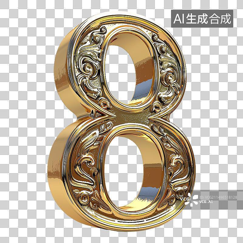 【AI数字艺术】金属数字8图片素材