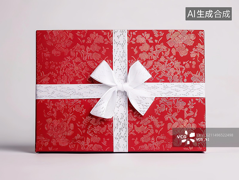 【AI数字艺术】白色背景下的圣诞礼物特写镜头图片素材