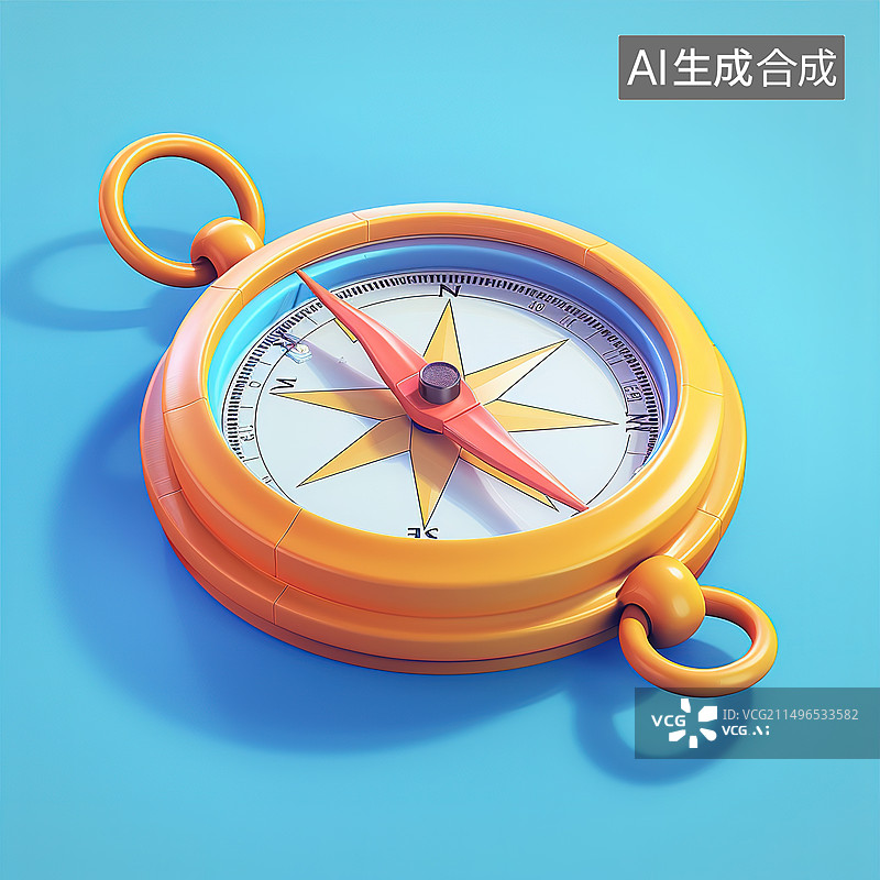 【AI数字艺术】蓝色背景上的航海罗盘特写镜头图片素材