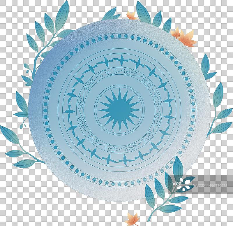 壮族元素铜鼓桂叶非遗插画图片素材