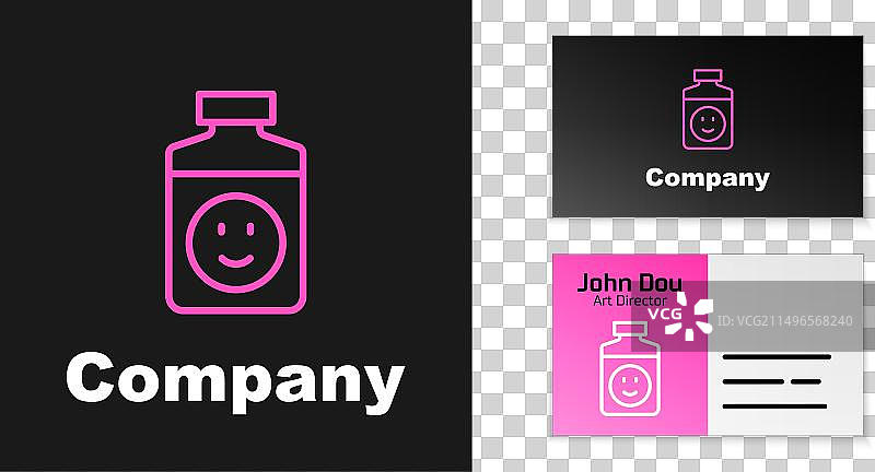 黑色背景上的粉色线条抗抑郁药图标图片素材