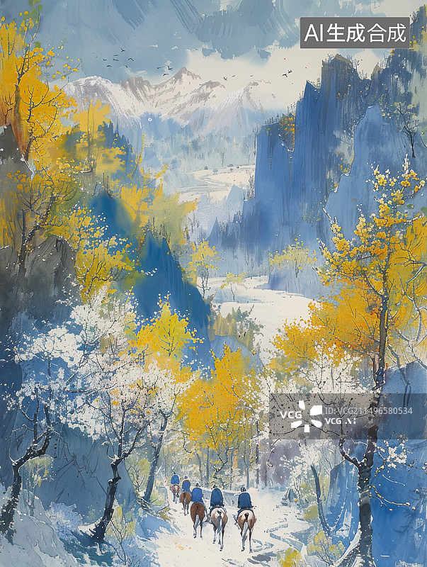 【AI数字艺术】油画历史上的丝绸之路图片素材