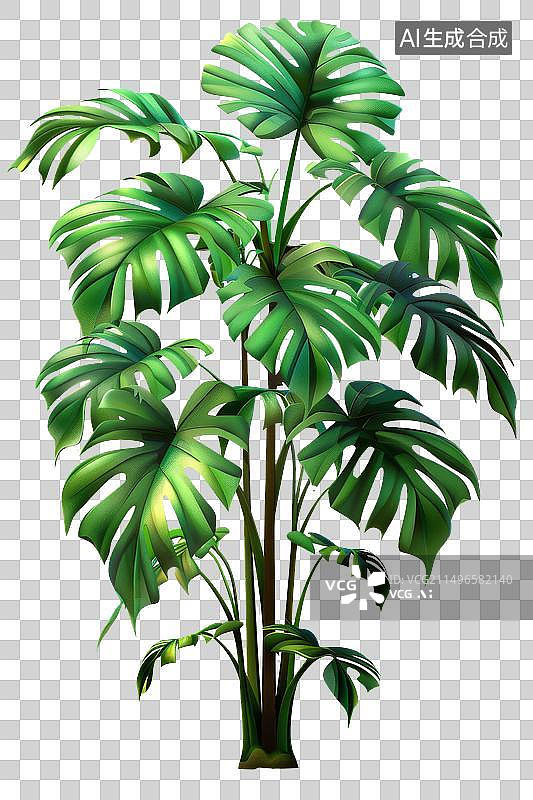 【AI数字艺术】绿色植物龟背竹图片素材
