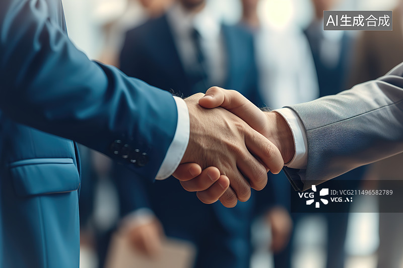 【AI数字艺术】两个商人握手特写图片素材