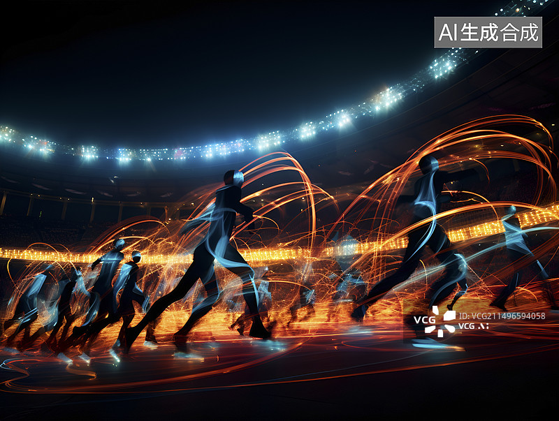 【AI数字艺术】很多人在体育场上集体运动图片素材