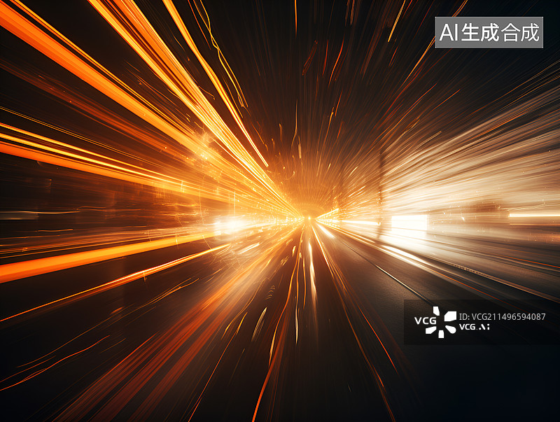 【AI数字艺术】有纵深感车轨灯光运动模糊图片素材