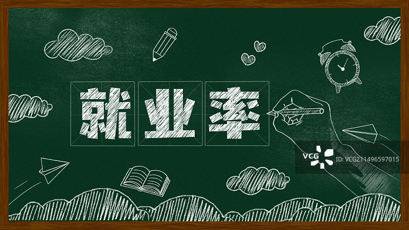 黑板报粉笔画就业率文字黑板画图片素材