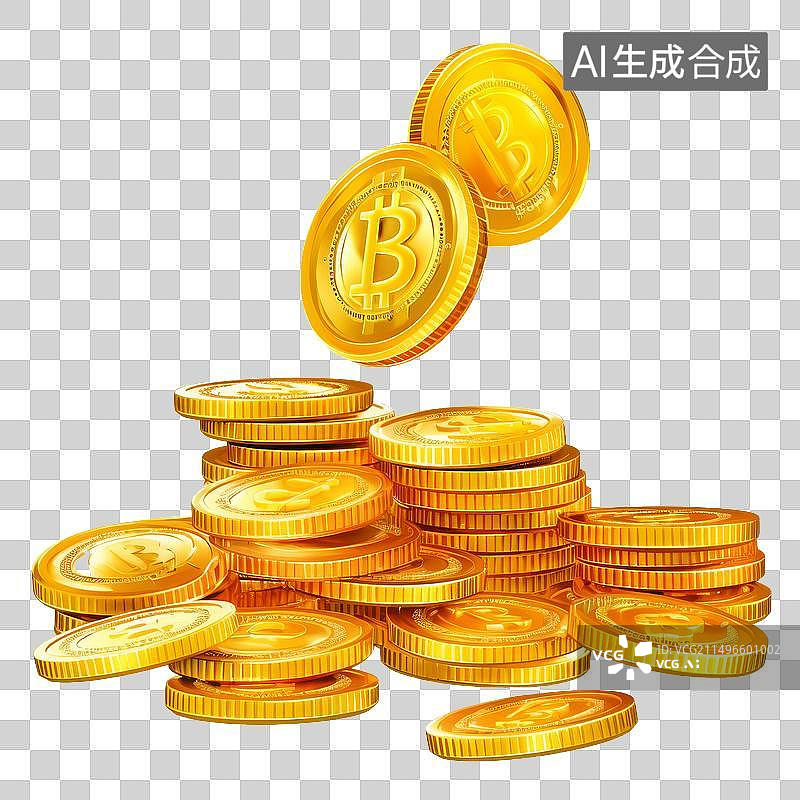 【AI数字艺术】比特币金币元素图片素材