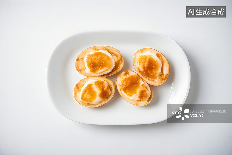 【AI数字艺术】白色背景下盘子里的早餐特写镜头图片素材